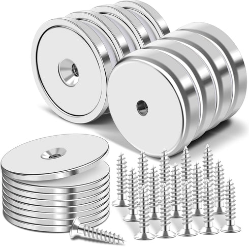 E BAVITE Neodymium Cup Magnets, Heavy Duty Rare Earth Magnets, Round Base with Countersunk Hole, Pack of 8