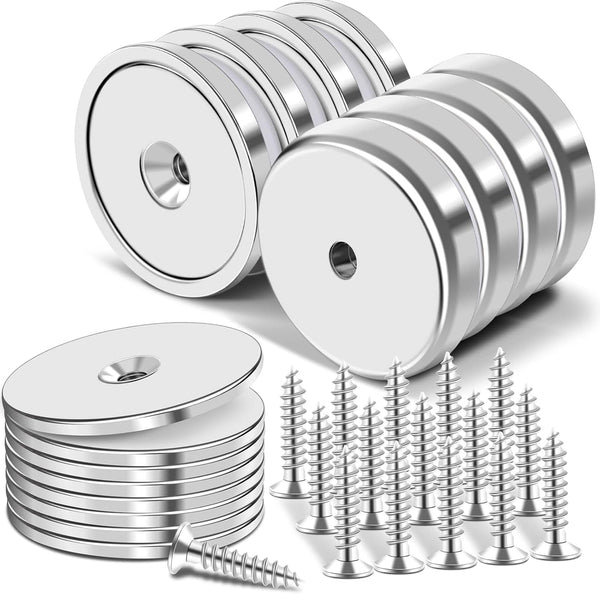 E BAVITE Neodymium Cup Magnets, Heavy Duty Rare Earth Magnets, Round Base with Countersunk Hole, Pack of 8