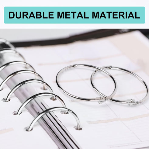 uxcell Nickel Plated Steel Loose Leaf Binder Rings, 2.2 Inches Paper Key Rings, 4 Pcs for Home Office Crafts