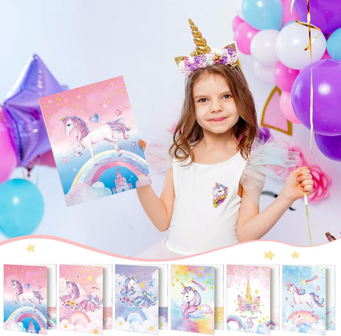 Kosiz 12 Pieces Cute Unicorn Pocket Folders, Kawaii Homework Folders for Girls, Back to School Gift, Classroom Teacher