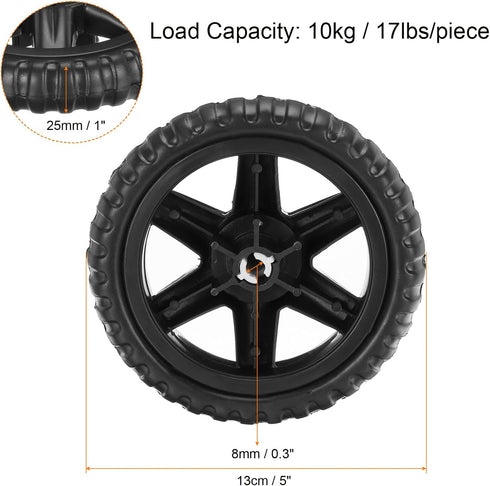 5 Inch, 4 Pack uxcell Shopping Cart Wheels Replacement Rubber Foaming Shopping Bag Trolley Wheel Repair for Folding