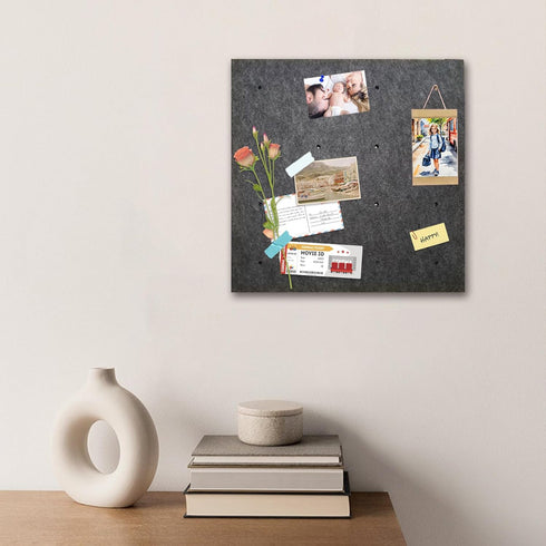 Large Gray Felt Pinboard Bulletin Boards, 12"x12"-1/2" Thick Cork Board with Push Pins & Dowel Pins