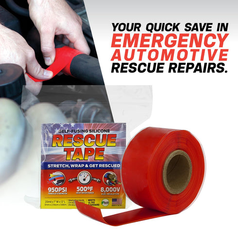 Bond It Rescue Tape, 1" x 12', Black, Self-Fusing Silicone for Emergency Plumbing, Waterproof, 950PSI, Made in USA