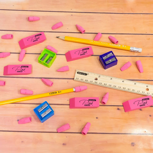 BAZIC Pink Eraser Top, Latex Free Pencil Tops, Arrowhead Caps Erasers for Student Art Drawing, 50/Pack, 2-Packs