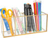 Pencil Holder for Desk, Tempered Glass Pen Holder, 3&4 Compartments Desktop Storage Organizer for Office Supplies