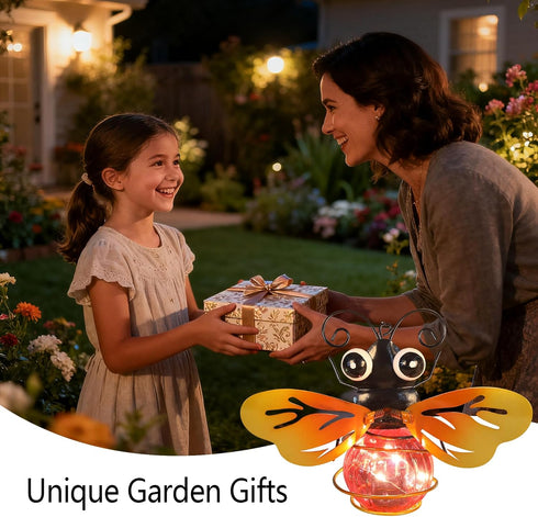 MAXTHOT Bee Garden Decor with Bouncy Springs Pendant Lights Birthday Gifts for Women Mom Grandma,Hanging Solar Lights