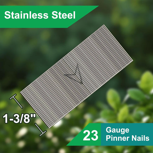 23 Gauge Stainless Steel Pinner Nails 9000 pcs Headless Pin Nails for 23 GA Pneumatic or Electric Pinner or Pin nail gun, Ideal for Fine Woodworking or Trim Work (1-3/8 inch (9000 pcs))