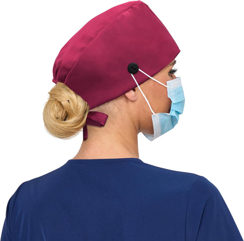 IRIS CRAFT Satin Lined Scrub Cap, Adjustable Surgical Cap with Sweatband & Buttons, Soft and Wrinkle-Resistant Scrub