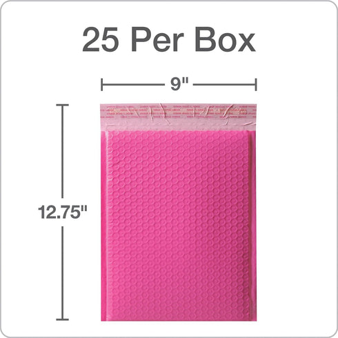 Quality Park Bubble Mailers, 8.25 x 11 Water Resistant Pink Poly Padded Envelopes, 25/Box with Redi-Strip Closure