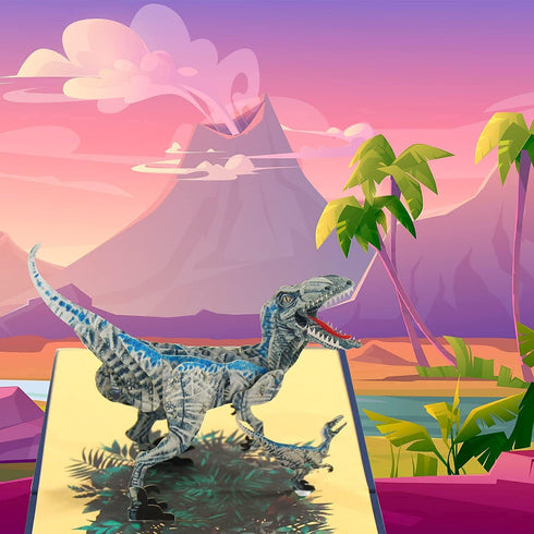 CUTE POPUP 3D T-Rex Dinosaur Pop Up Card - Handmade Greeting Card for Father's Day, Birthday, Kids Dino Lovers (6x6