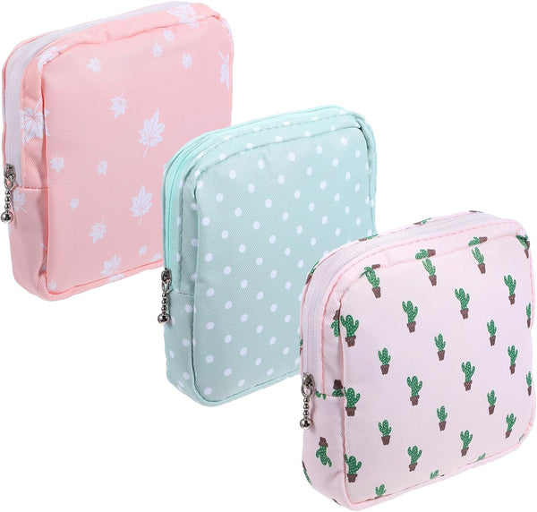 Gjinxi 3 PCS Period Bag with Zipper Discreet Tampons Holder Pouch Menstrual Pad
