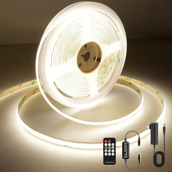 AXMOTUT COB LED Strip Light with Remote, Dimmable 16.4FT/5M Flexible High Density