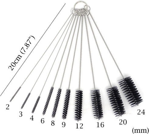 Honbay 10PCS 7.87Inch Set Set Nylon Tube Brush Cleaning Brush for Test Tube,Water Bottles, Drinking Straws, Eye