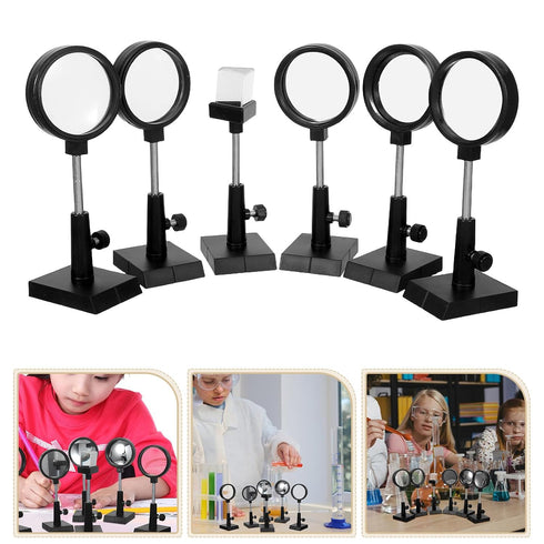 6pcs Set Didiseaon Optical Experiment Kit for Science Classroom Physics Teaching Including Plane Mirror, Convex
