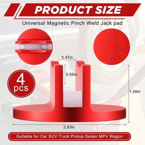 Zhehao 4 Pinch Pcs Universal Aluminum Grooved Magnetic Jack Pad Bulk Punk Weld Jacking Adapter Frame Rail Protector