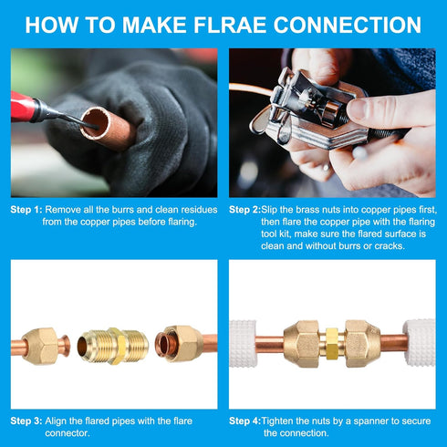 PATIKIL Pipe Extension Joint Connector Set | 2Pcs Free Welding AC Copper Pipe Coupling Adapter Fittings for