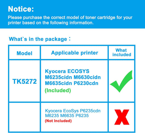 LCL TK5272 TK-5272 TK-5272K Toner Cartridge Replacement for Kyocera, 1T02TV0US0 Toner for ECOSYS M6235cidn M6635cidn