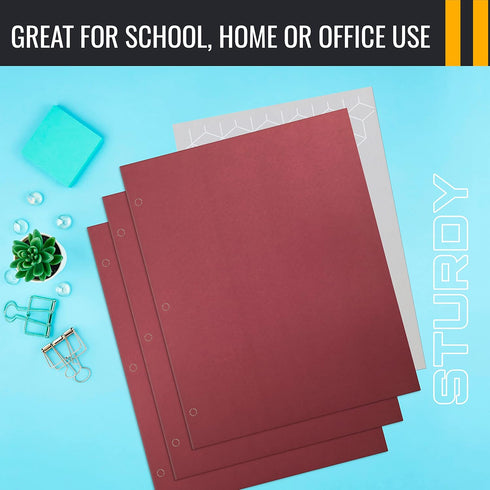 Better Office Products Two Pocket Portfolio Folders, 50-Pack, Burgundy, Letter Size Paper Folders