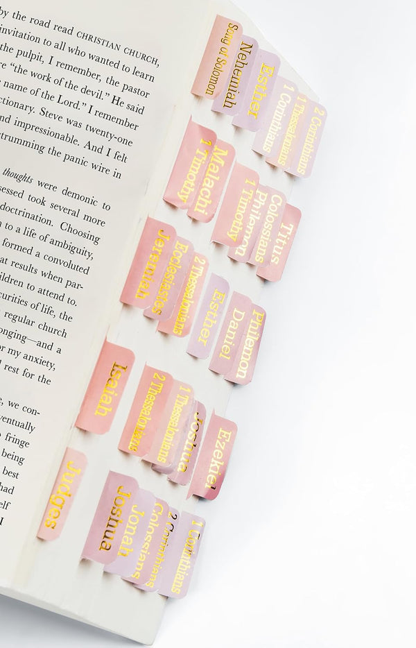 Hudinsun Pink Bible Tabs for Women and Men Study Bible(Gold Foil Stamped Lettering),