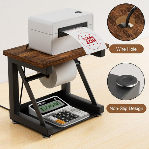 Label Holder for Thermal Printer, Heavy Duty Metal Label Holder for Rolls and Fan-fold Labels, Desktop Printer