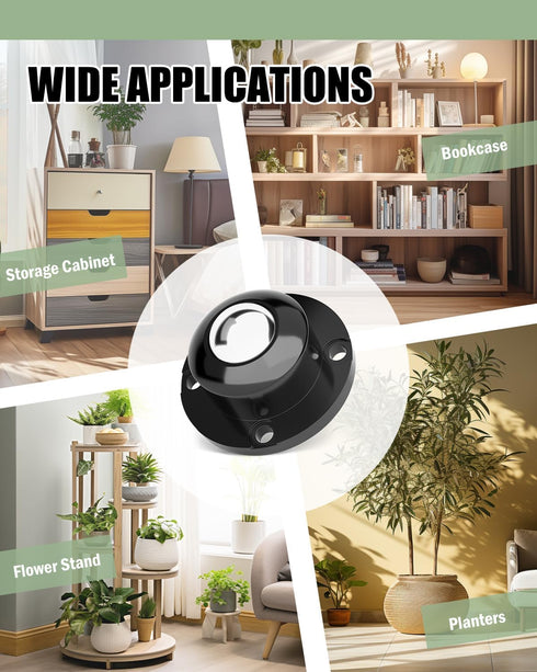 Self Adhesive Caster Wheels, 1 Inch Swivel Steel Appliance Rollers, 28 LBS Load Capacity (8 PCS, Black)