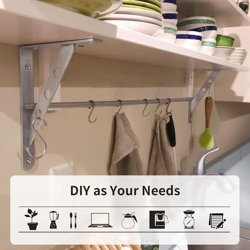 10", 2 2 Pack YUMORE Stainless Steel Shelf Bracket Heavy Duty Solid Shelf Support Corner Brace Joint Right Angle