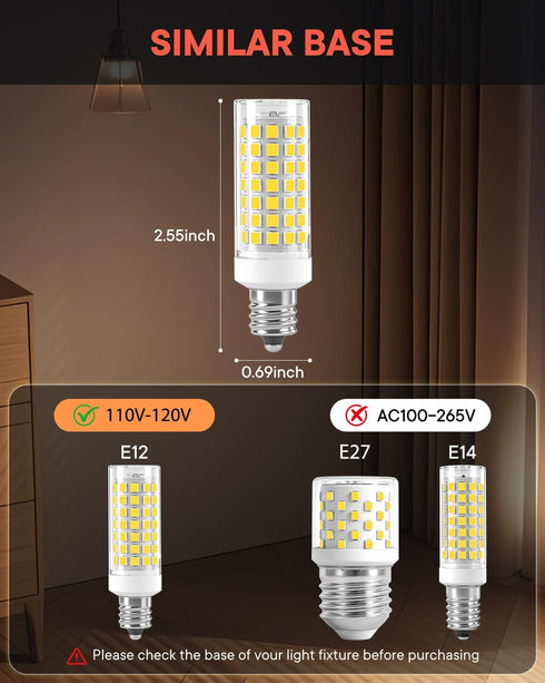 3 Pack E12 C7 C37 Bulbs Kx-2000 Bulbrite 7W 70W 700LM AC120V 6000K) LED Candelabra Chandelier Fan Light Replacement