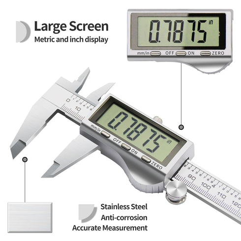 Digital Caliper, Vernier Calipers Measuring Tool, Stainless Steel Electronic Digital Calipers, 6 inch/150mm