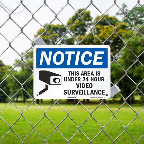 SmartSign U1-1002-RA_10x7 Notice - This Area Is Under 24 Hour Video Surveillance Sign, 7" x 10", 3M Reflective Aluminum