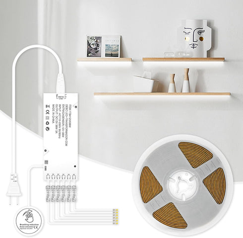 CUBITOR Under Cabinet COB Led Light Strip kit,16.4ft/5m Cuttable 6500K,Diffused Power with 6