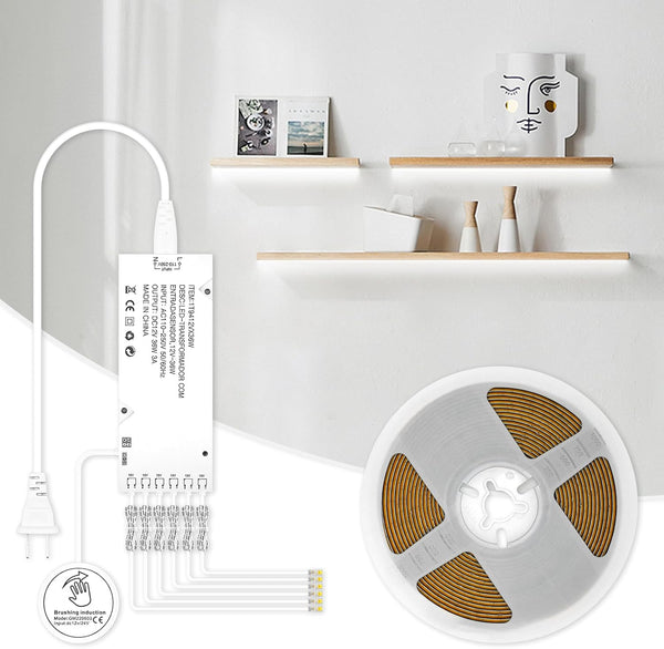 CUBITOR Under Cabinet COB Led Light Strip kit,16.4ft/5m Cuttable 6500K,Diffused Power with 6
