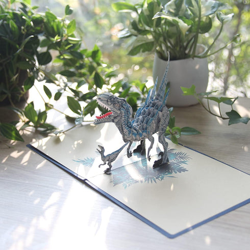 CUTE POPUP 3D T-Rex Dinosaur Pop Up Card - Handmade Greeting Card for Father's Day, Birthday, Kids Dino Lovers (6x6