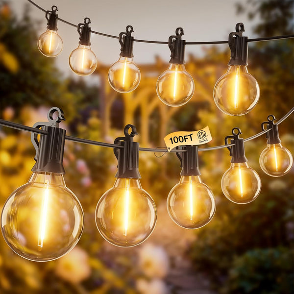 Outdoor String Patio Lights 100FT 50 LED String Lights Waterproof Connectable Shatterproof
