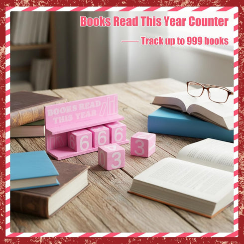 Counter, Counter Books Read This Year Wooden Book Tracker for Reading Goal Display, Book Sign Bookshelf Decor, Reading