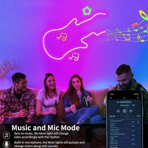 Bvokon 16.4FT Sync,IP65 Neon Rope Lights,Flexible Led Rope Light Control with App/Remote,Multiple Modes,Music Outdoor