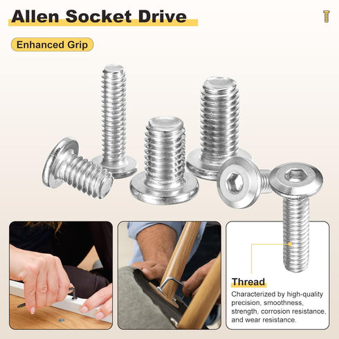 METALLIXITY Set(M6-1x20mm) 20Pcs, M6 Crib Screws Replacement Stainless Steel Connector Bolts Screw Barrel Nuts Binding