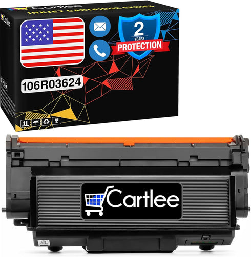 Cartlee Compatible Toner Cartridge Replacement for Xerox Workcenter 3335 - High Yield 106R03624 for 15000 Pages (Black)