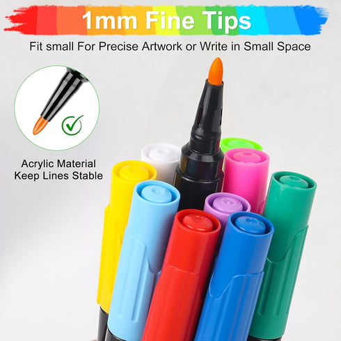 HuiSikoo 1mm (10 Liquid Chalk Markers for Acrylic Calendar Planning Board - Fine Tip Wet Erase Markers for Dry Erase