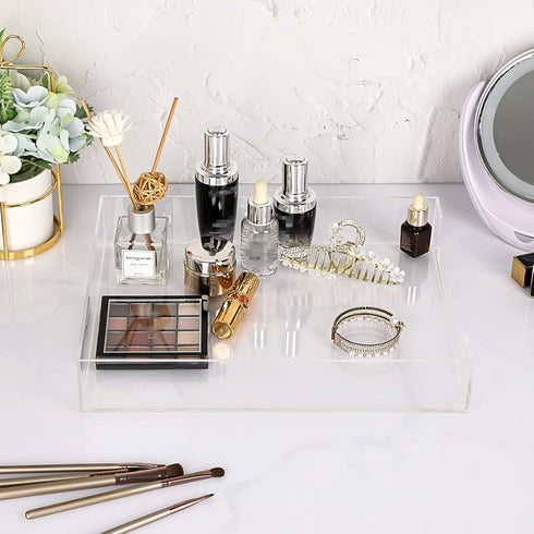 BTSKY Clear Acrylic Desk Tray Organizer for A4 File, Elegant Letter Size, Magazine Files, Office Storage Basket
