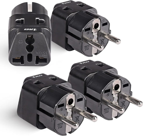 OREI European Adapter Plug, Travel Adapter for Europe Schuko Countries 2 in 1, 4 Pack for Germany, France, Spain