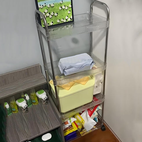 Wensdr 4 39 Inches 4 Tier Kitchen Bathroom Storage Rolling Cart Tall Slim Utility Rolling Shelf Cart with Universal