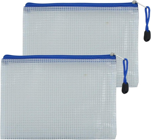 KKUADCEHI 2 PCS Mesh Zipper Pouch Bags, Plastic Water-Resistant File Bags, for Office,