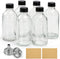6 Pack Small Clear Glass Bottles 4 oz with Lids & 2 Stainless Steel Funnels, 120ml Boston Sample Bottles