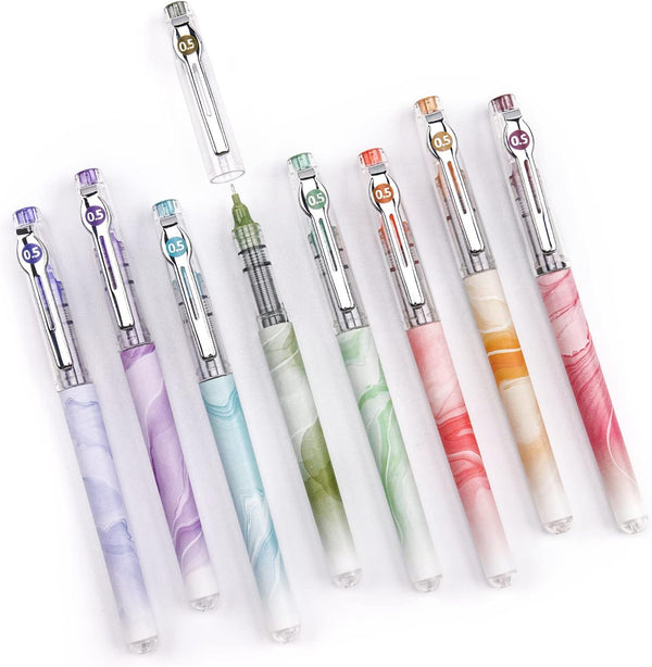 Writech Liquid Ink Rollerball Pens, 0.5mm Extra Fine Point, 8ct Assorted Colors for Smooth Writing