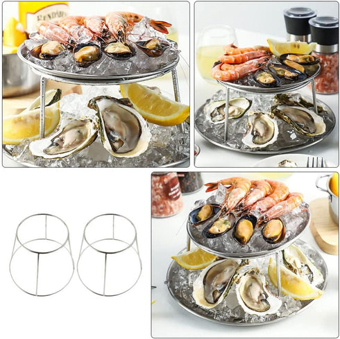2pcs UPKOCH Stainless Steel Seafood Display Rack Food Tray Holder for Home and Restaurant Creative Seafood Stand