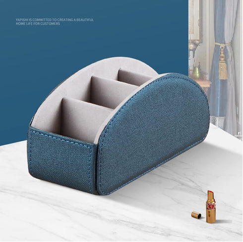 Remote Control Holder, Leather 5 Rooms Desk Organizer for Living Room, Bedside Table Remotes Caddy for TV Controllers