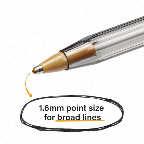 BIC Cristal Xtra Bold Ballpoint Pen, Bold Point 1.6mm, Black Ballpoint Pens, 24-Count