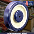 WC2054LD 5" 1.25" 5/16" 250 lb Universal Replacement Shopping Cart Wheel OEM P&H x Blue/Tan TPU Crown Tread, Dual