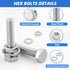 Besitu 252Pcs 1/4-20, 5/16-18, 3/8-16 304 Sets Hex Bolts and Nuts Assortment Kit, Assorted Bolts Nuts and Washers Kit