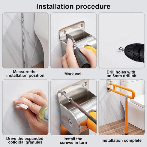 D-GROEE 24.4 Inch Foldable Toilet Grab Bar, Wall-Mounted Bathroom Safety Rail with Anti-Slip Design, Flip-Up Armrests